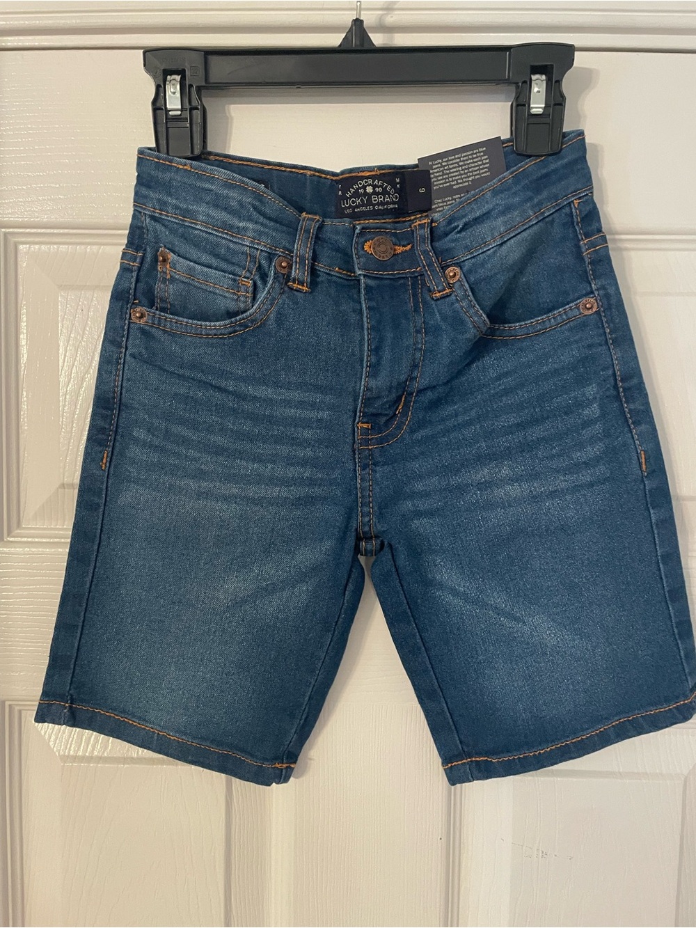 NWT Lucky Brand Boys Classic Straight Stretch Denim Shorts Size 6